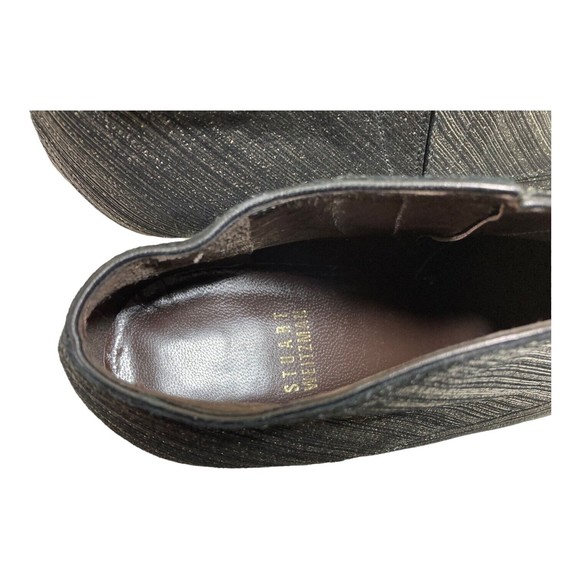 STUART WEITZMAN Black/Gold Metallic Stiletto Ankle Boots Booties Womens 9M EUC - Picture 8 of 13